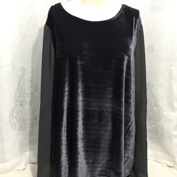 Faded Glory Tops - Sz L Faded Glory Bell sleeve Velvet Sheer back top